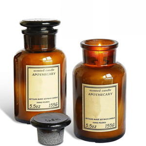 Bocaux en verre ronds de 4 oz, 8 oz, 12 oz en gros – Bouteilles pour médicaments, huiles essentielles, bouteilles d'expérimentation marron, pots pour bougies d'aromathérapie - Product Image 5