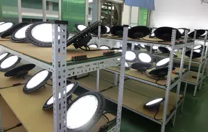 UL DLC LED High Bay Light 100W 150W UFO Hi Bay Lamp 4000K 5000K 5700K Black White Color Industrial Lighting