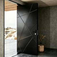Porte d'entrée extérieure en acier de luxe haut de gamme, porte blindée résidentielle moderne, porte pivotante en bois massif pour maison