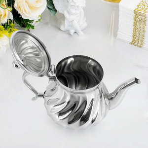 Carafe marocaine en acier inoxydable SUS201, motif en S chromé, pour thé et café, design moderne et écologique - Product Image 2