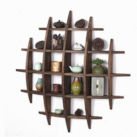 Porte-thé mural en bois massif de style chinois moderne et simple Présentoir à deux niveaux pour service à thé dans la salle de bain ou le salon
