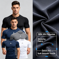 T-shirt de sport pour homme à compression imprimé en 3D, en polyester effet soie, personnalisable OEM/ODM, séchage rapide, manches courtes, pour la gym et l'entraînement
