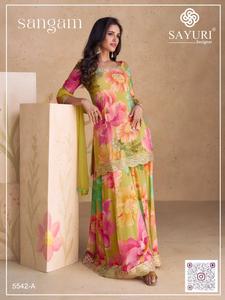 Costume Palazzo à impression numérique Chinon lourd pour vêtements pakistanais de mariée costume Salwar disponible à un prix abordable - Product Image 2