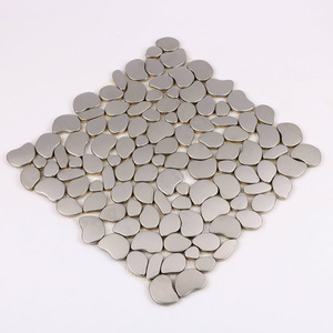Thiết kế hiện đại Pebble Shape Bạc 304 thép không gỉ gương vàng Gạch Mosaic cho nhà bếp phòng tắm - Product Image 2