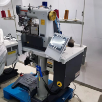 Machine à coudre industrielle automatique pour ourlets de bas de pantalon TS-8322, ourleur pneumatique industriel pour pantalons, ourleur de revers pour jeans et denim