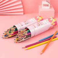 Crayons de couleur en plastique certifiés FSC EN71, 12/18/24/36/48 couleurs, en tube, non toxiques, pour le dessin des enfants, papeterie artistique, vente en gros