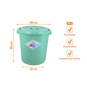 70L PP Food Grade Water Storage <b>Bucket</b> <b>with</b> <b>Lid</b> Durable Smooth Inner Surface Eco-Friendly Lightweight for Home Kitchen Use - Product Image 5