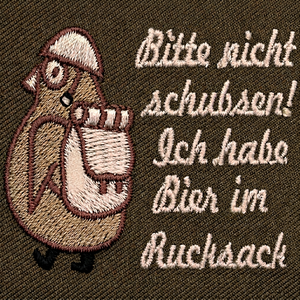 Parche Bordado de Pájaro con Texto Alemán para Mochila, Aplique Termoadhesivo Hecho a Mano de Tela Tejida Decorativa - Product Image 1