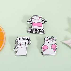 Bros Enamel Lucu Bentuk Flork Pink untuk Kebugaran, Desain Kartun Tentando Ser Fitness, Bros untuk Tas, Lencana Kerah, Perhiasan Grosir - Product Image 2
