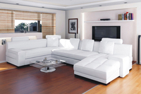 Ensemble de canapé d'angle en cuir en forme de U de haute qualité Nouveau design pour salon en cuir véritable avec remplissage en éponge pour appartements