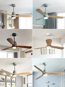 Ventilatore da Soffitto con Lampada in Stile Retrò Americano, Moderno e Semplice Nordico, per Soggiorno, Sala da Pranzo, Lampadario in Legno Massiccio per Loft - Product Image 4
