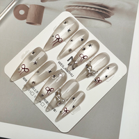 Prix d'usine en gros 10 pièces Faux ongles à presser faits à la main, dégradé rose nude brillant, acrylique de haute qualité avec colle pour doigts