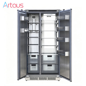 Réfrigérateur <span class=keywords><strong>encastrable</strong></span> à <span class=keywords><strong>porte</strong></span> française 455L en acier inoxydable, sans givre, électrique, à refroidissement par air, classe d'efficacité énergétique basse, pour usage domestique - Product Image 3