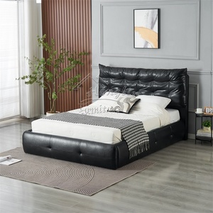 <span class=keywords><strong>Letto</strong></span> <span class=keywords><strong>matrimoniale</strong></span> moderno in pelle nera imbottito con <span class=keywords><strong>testiera</strong></span> trapuntata e struttura in legno, mobili <span class=keywords><strong>letto</strong></span> morbidi - Product Image 1