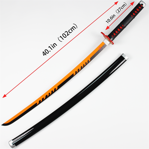 Schwarz Orange Flame Blade Tsugikuni Yoriichi Anime Requisiten Holz spielzeug Schwerter für Party Cosplay - Product Image 2
