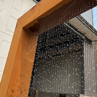 Fontaine murale décorative de jardin en acier Corten de 2 mm d'épaisseur, rouge rouillé, style Art déco, résistante aux intempéries, avec LED, installation facile