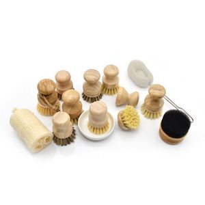 Wholesale Bamboo <b>Bottle</b> <b>Brush</b> Sisal Coconut Palm Sponge Cleaning Dish <b>Brush</b> Set for Kitchen - Product Image 3