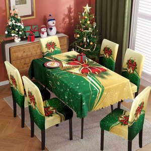 Mantel Navideño, Decoración Festiva, Cubierta Elástica para Silla, Mantel Impermeable y Antipolvo, Juego de Mantel y Cubiertas para Sillas para Mesa Familiar - Product Image 5