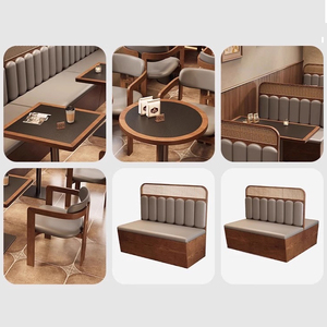 Conjunto de Sofás para Restaurante de Estilo Retro Occidental, Conjunto de Mesa y Sillas para Cafetería, <span class=keywords><strong>Bar</strong></span>, Restaurante de Hot Pot, Salón de Té, Hotel Comercial - Product Image 6