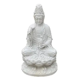 부처님 동상 대리석 앉아 Kuan 음과 동상 야외 guan 음과 동상
