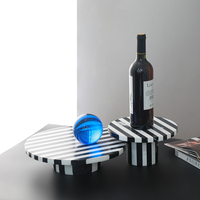 Plateau en marbre moderne à rayures blanches et noires, pour la décoration de la maison, style nordique, pour fruits secs,