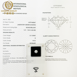 Diamante Sintetico CVD HPHT di Forma Rotonda, Colore <span class=keywords><strong>D</strong></span>, Purezza VVS1 VS1, con Certificato IGI, 1ct-4ct, Compatibile con Diamante Naturale, Miglior Prezzo - Product Image 2