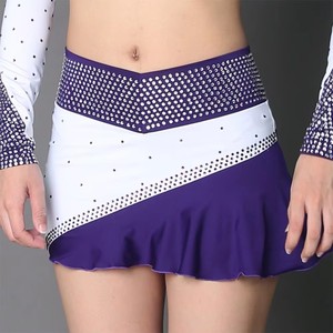 Uniforme de pom-pom girl sur mesure OEM All-Star pour compétition - Prix d'usine - Ensemble luxueux de haut court à manches longues et jupe en cristal pour filles - Product Image 6
