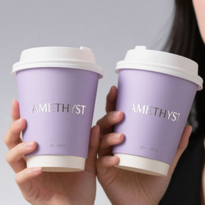 Impresión personalizada de fábrica LOGO Diseño al por mayor 8 12 oz Taza para bebida caliente Taza de café de papel desechable de doble pared individual con tapa - Product Image 2