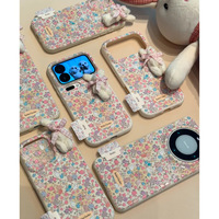 Coque de protection en cuir texturé avec motif floral hivernal et lapin en peluche pour iPhone 18, 17, 16 Pro Max, 15, 14