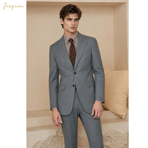 <span class=keywords><strong>Costume</strong></span> en laine grise de qualité supérieure pour hommes |   <span class=keywords><strong>Costume</strong></span> de mariage sur mesure ajusté et élégant |   <span class=keywords><strong>Costume</strong></span> de luxe pour homme, ensemble 2 pièces pour affaires - Product Image 2