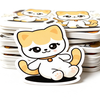 Stiker Dekoratif Anti Air Kartun Personalisasi untuk Ponsel Laptop, Stiker Potong Presisi, Film Glossy Custom, Stiker PVC Putih untuk Penggemar