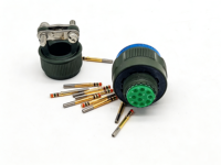 Connecteur aérospatial robuste plaqué vert olive, 14 broches, prise droite, coque en alliage d'aluminium, D38999/26WC98SN
