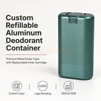 Emballage métallique en aluminium pour déodorant, coque OEM en aluminium rechargeable, coque verte remplie de parfum miel et cactus