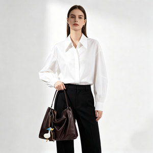 Bolso Tote de Cuero Genuino, Gran Capacidad, Estilo Hobo, Bolso de Hombro/Axila de Cuero Vacuno Suave, Bolso Casual para Compras, Color Marrón Oscuro - Product Image 2