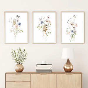 Décoration d'intérieur, style aquarelle, <span class=keywords><strong>fleurs</strong></span>, feuilles, affiches botaniques, impressions sur toile, peinture murale - Product Image 3