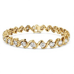Bracelet tennis classique pour femme en or plaqué 18K 14K avec diamants de laboratoire taille brillant tourbillon, idéal pour mariage et fiançailles - Product Image 3