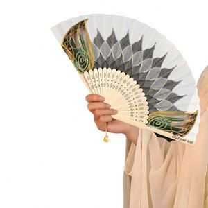 Elegant Portable Bamboo <b>Handheld</b> <b>Fans</b> Painted Bridesmaids Wedding Ceremonies Custom Printed Halloween Christmas Home Decoration - Product Image 4