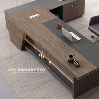 Conjunto de Escritorio y Silla Ejecutiva Minimalista Moderna de Alta Gama con Construcción de Madera para Espacios Comerciales
