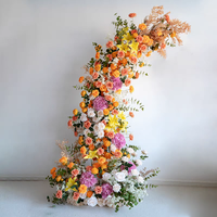 Fleurs Artificielles pour Mariage et Halloween, Composition Florale d'Arche Faite à la Main, Lavable, Rose Blanc Orange, Soie Éternelle, 40x60cm, 6-7ft