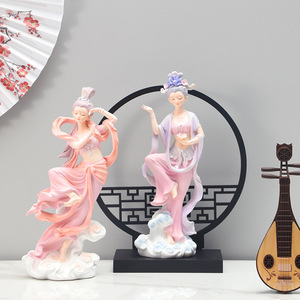 Objets décoratifs artisanaux Apsara Volante de Dunhuang, très demandés, pour la décoration de la maison et du salon, cadeaux en gros, tendance nationale, en résine - Product Image 3