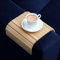 Holz-Beistelltische, 360° drehbarer Sofatisch für breite Sofas, Akazienholz-Sofa-Armlehnenablage, Sofa-Armlehnen-Tablett-Tisch