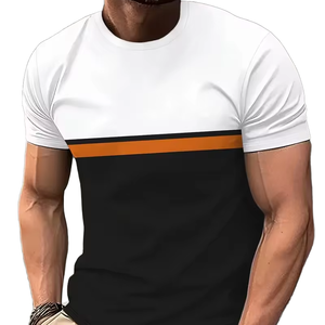 T-shirts pour hommes à manches courtes, col rond, décontractés, en jersey, à motif, respirants, à séchage rapide, coupe classique, en polyester, impression par transfert thermique - Product Image 1