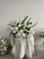 Décoration florale de centre de table, arrangement de fleurs artificielles en soie blanche, chemin de table pour mariage, location pour fête nuptiale et présentation