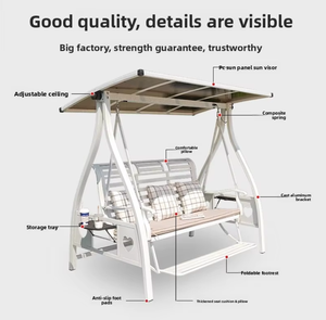 Lit balançoire d'extérieur moderne en aluminium robuste <span class=keywords><strong>avec</strong></span> <span class=keywords><strong>toit</strong></span> solaire et tables latérales, résistant aux intempéries, <span class=keywords><strong>hamac</strong></span> de jardin – Tendance 2026 - Product Image 3