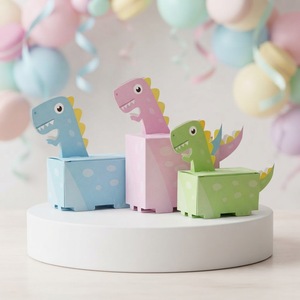Caja de Regalo de Papel con Forma de Dinosaurio, Caja de Dulces de Dinosaurio de Dibujos Animados Colorida para Fiestas de Cumpleaños Infantiles, Baby Shower, Empaque para Regalos - Product Image 1