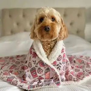 Özel lüks baskı tasarım seyahat köpek Pet atmak prim pazen seyahat araba yumuşak polar yatak Pet köpek battaniye