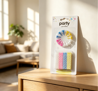 Pack promotionnel festif : Bougies spirales uniques en cire de paraffine non parfumées pour gâteaux d'anniversaire d'enfants, avec supports inclus