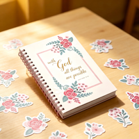 Cuaderno Espiral con Impresión Floral Personalizada a Todo Color 2026, Papel Interior Personalizable, Papelería para Regalos