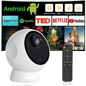 Portable <strong>Android</strong> 12 Smart <strong>WiFi</strong> Mini <strong>Projector</strong> with 3D Features Built-In Internet Wireless for Bluetooth for Home Cinema - Product Image 3
