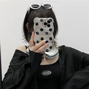 Coque de téléphone pour iPhone 16 Plus, style Ins, imperméable, motif de dessin animé à pois, ours, vente en gros, coque de téléphone Apple 15 14 13 Pro Max - Product Image 1